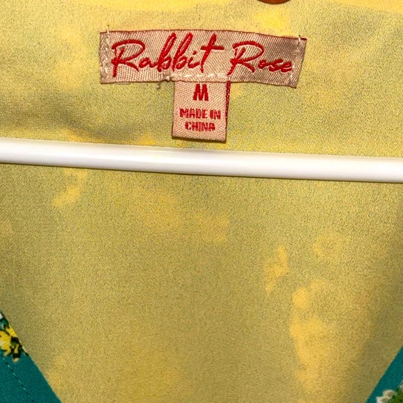 Floral Cottagecore Bluish Turquoise Blouse with Ruffle Sleeves, Size Medium - Picture 6 of 7